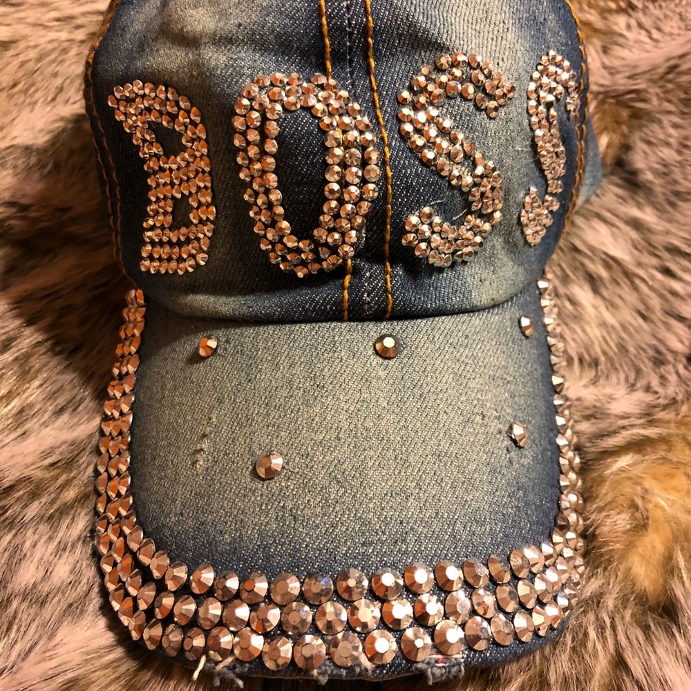 Rhinestone Studded Boss Jean Cap